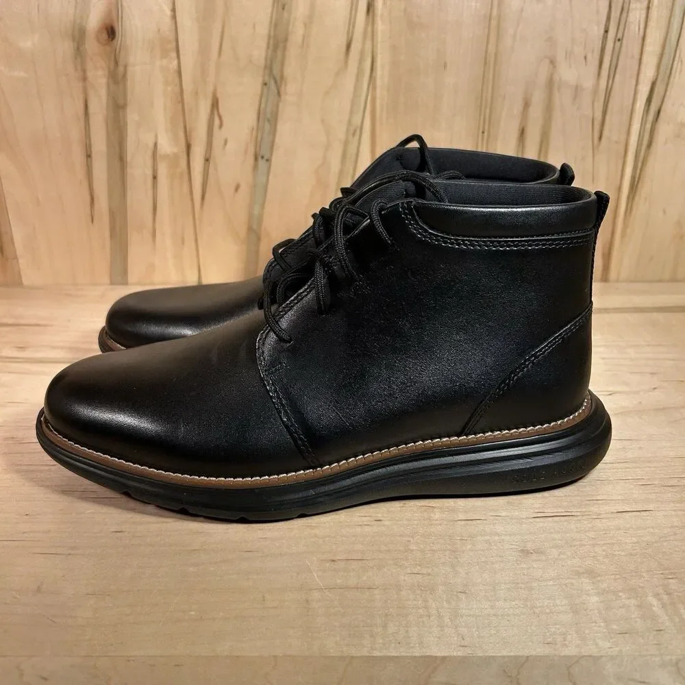 Cole Haan Grand+ Ultra CHK Men Leather Chukka Boots Size 8.5 Black C39933